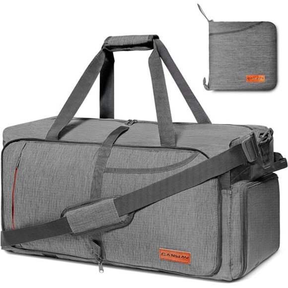 65L Travel Duffel Bag, Foldable Weekender Bag with Shoes